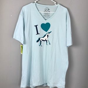 I Heart Unicorn V Neck Graphic T Shirt